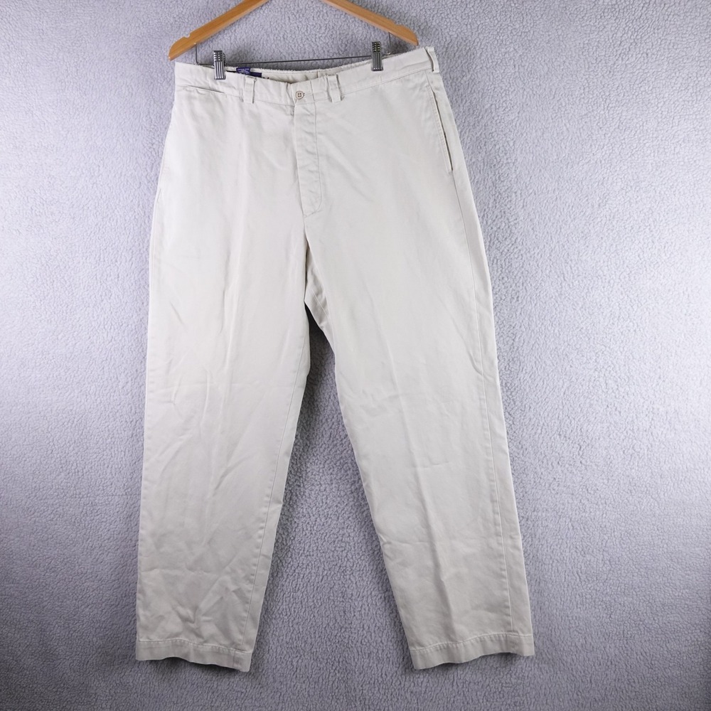 Polo Ralph Lauren Mens Chino Pants 38x34 Cream‎ Beige Cotton Straight Leg Chinos